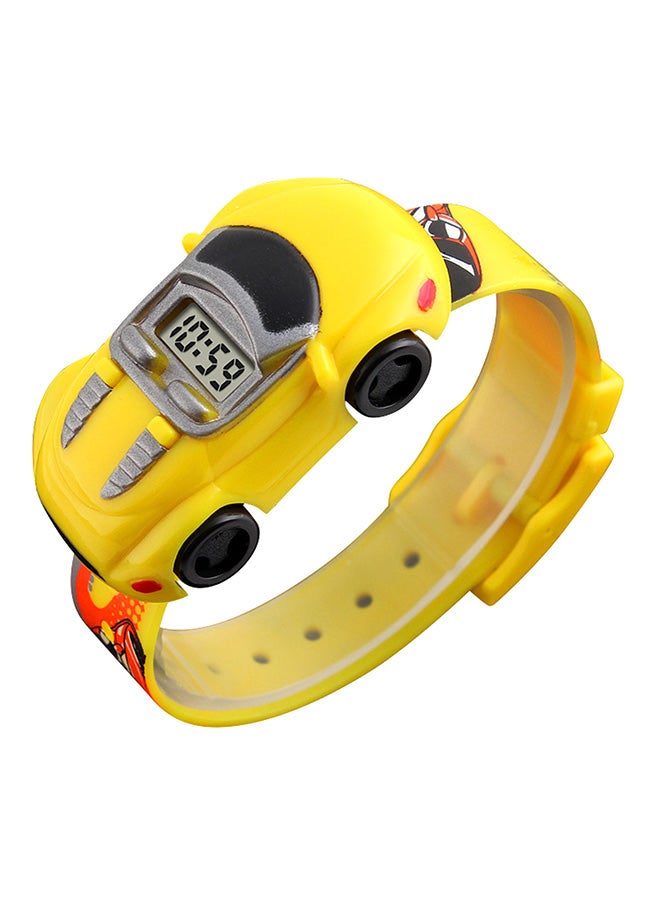 Boys' Car Shape Digital Watch 1241 - 28 mm - Yellow - Image 2